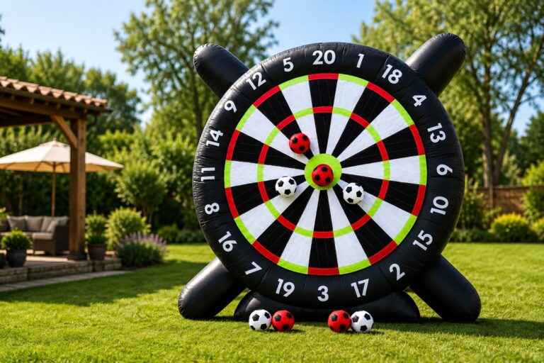 Cible de football gonflable 3 x 3 m à louer, ballons fournis