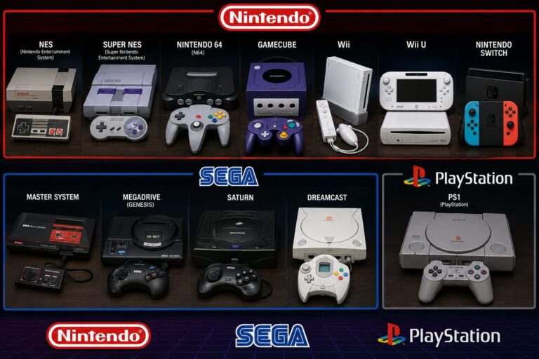 Consoles rétro Nintendo, Sega et PS1 à louer avec manettes